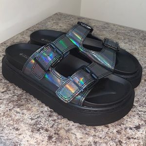 Iridescent Call It Spring Chunky Sandals